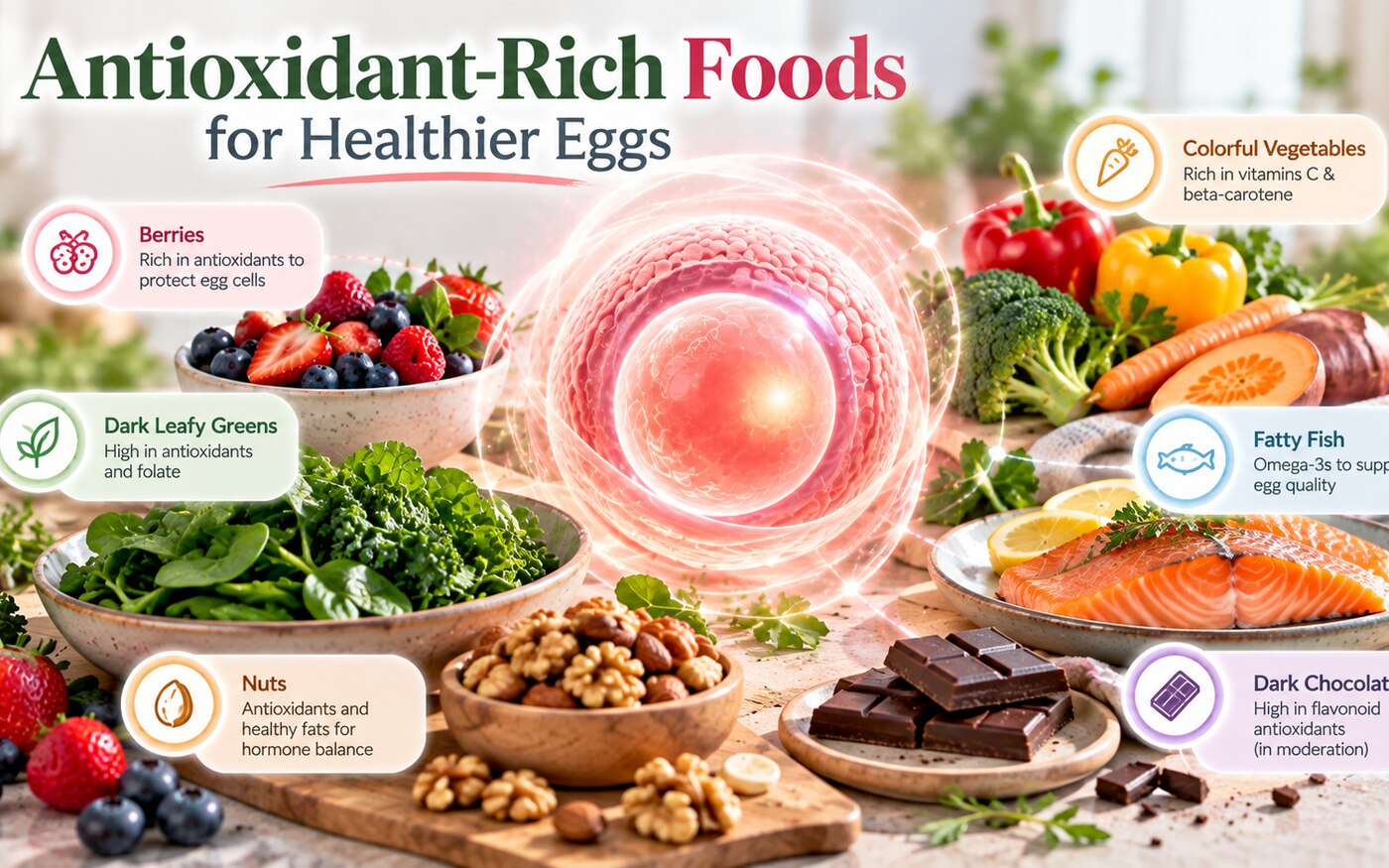 Antioxidant-Rich Foods That Support Egg Health infographic