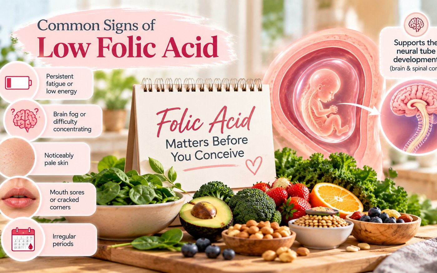 Signs You Might Need More Folic Acid Before Pregnancy infographic
